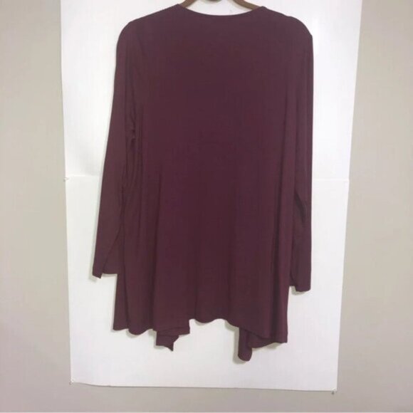 Mina et Bina Cardigan Open Front Lightweight Plum XL Velvet Pockets - Picture 7 of 9